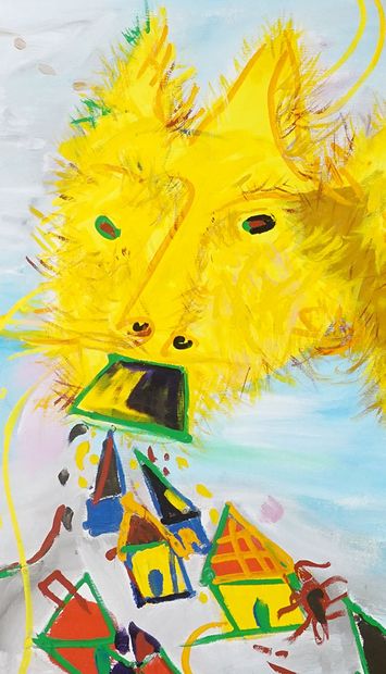  BRUNEAU, Kittie (1929-2021) 
Sans titre - Chimère jaune 
Huile sur toile 
Signée...