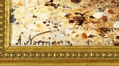  NORMANN, Adelsteen (1886-1960) 
Sans titre - Paysage lacustre 
Huile sur toile 
Signée...