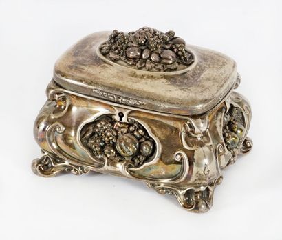 null Spice box, or Etrog receptacle, in embossed silver, the five medallions decorated...