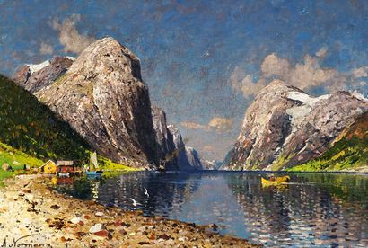  NORMANN, Adelsteen (1886-1960) 
Untitled - Lake scene 
Oil on canvasàSigned on he...