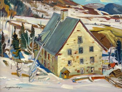  BOUCHARD, Lorne Holland (1913-1978) 
"Moulin de la Remi, Baie St.Paul, Que, Comté...