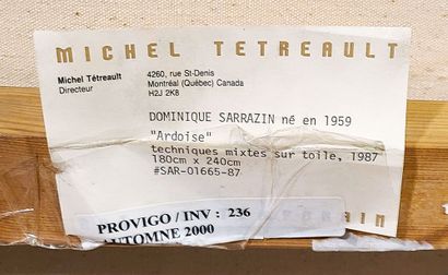 SARRAZIN, Dominique (1959-) 
"Ardoise" 
Techniques mixtes sur toile 
Signée, datée,...