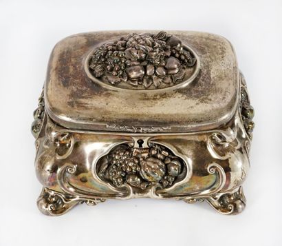 null Spice box, or Etrog receptacle, in embossed silver, the five medallions decorated...