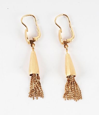 null 18K GOLD

Pair of 18K yellow gold dangling earrings.

Gross weight: 6.3g

Length:...