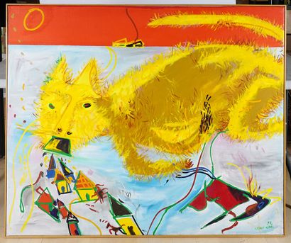  BRUNEAU, Kittie (1929-2021) 
Sans titre - Chimère jaune 
Huile sur toile 
Signée...