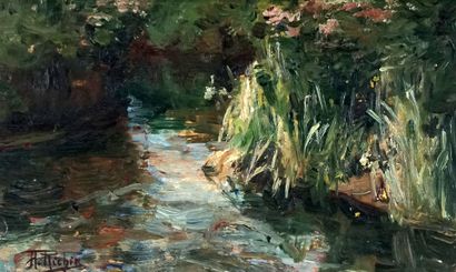 null RICHIR, Herman Jean Joseph (1866-1942)

"Backwater(?), La Tamise"

Oil on board

Signed...