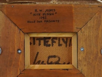 null JONES, Henry Wanton (1925-)

"Kite flying"

Huile sur isorel 

Signée en bas...