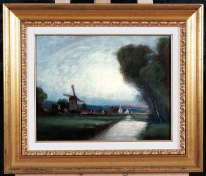 null HAMMOND, John A. (1843-1939) 

"Holland" 

Oil on cardboard

Signed on the lower...