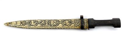 null PERSE / PERSIAN 

Straight dagger with blade decorated with foliage, wooden...