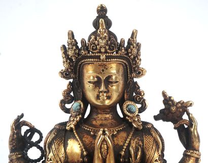 null GUANYIN

Une statuette en bronze laqué représentant Guanyin Bodhisattva à quatre...