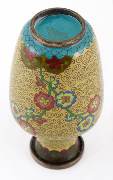 null JAPON / JAPAN

Vase en émaux cloisonnés sur cuivre, à décor d’arbuste en fleurs...