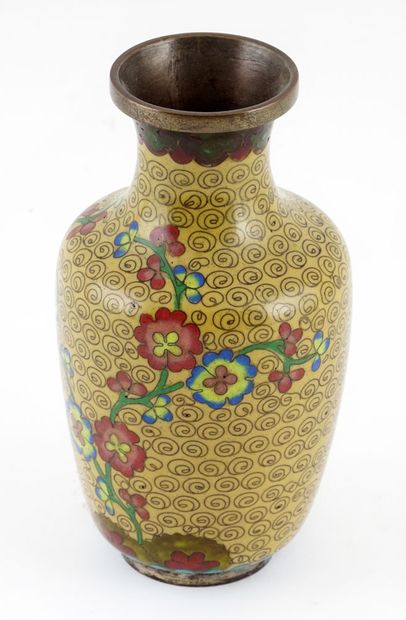 null JAPON / JAPAN

Vase en émaux cloisonnés sur cuivre, à décor d’arbuste en fleurs...