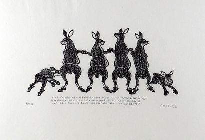 null ETOK, Tivi (1929-)

"Dance of the Hares"

Gravure sur pierre

Numérotée en bas...