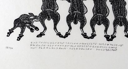 null ETOK, Tivi (1929-)

"Dance of the Hares"

Gravure sur pierre

Numérotée en bas...