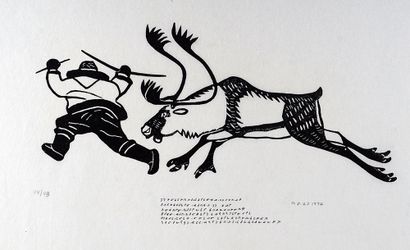 null ETOK, Tivi (1929-)

"Hunter and caribou I"

Gravure sur pierre

Numérotée en...