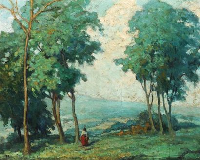 MOUNT, Rita RCA (1888-1967) « On the mountain » Huile sur toile Signée et datée en...