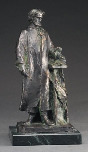 LALIBERTÉ, Alfred (1878-1953) L'artiste Bronze à patine ancienne Signé et inscriptions...
