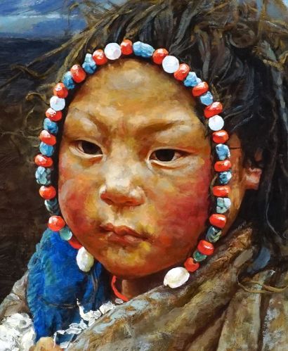 null YU Xiaodong (1963-)

"Young girl near mountain"

Huile sur toile

Signée et...