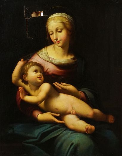 null After RAPHAEL (Raffaello Sanzio, dit) (1483-1520)

"Madonna Bridgeland"

Oil...