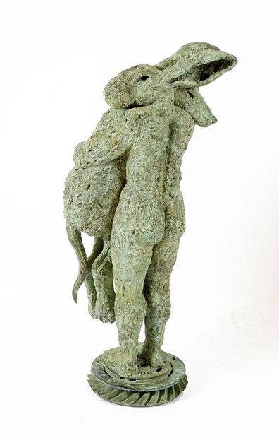 null RYDER, Sophie (1963-)

"Lady hare with dog"

Bronze with green patina

Signed,...
