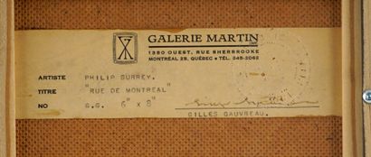 null SURREY, Phillip Henry Howard (1910-1990)

"Rue de Montréal"

Oil on masonite

Signed...