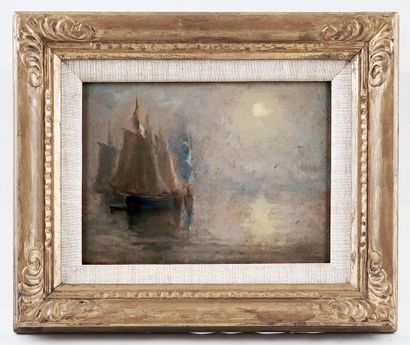 null HAMMOND, John A. (1843-1939) 

"Ocean Mists, Bay of Fundy" 

Huile sur panneau...