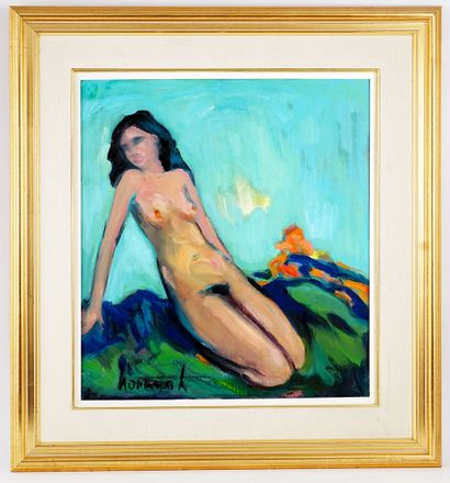 null HORNYAK, Jennifer (1940-)

"Nue incliné" 

Oil on canvas

Signed on the lower...