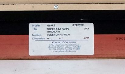  LEFEBVRE, Pierre (1954-) 
"Poires à la nappe turquoise" 
Huile sur panneau 
Signée...