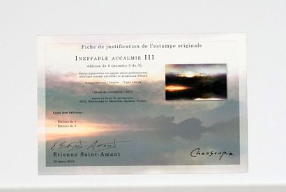  SAINT-AMANT, Etienne (1978-) 
"Ineffable accalmie" 
Encre pigmentée sur papier photo...