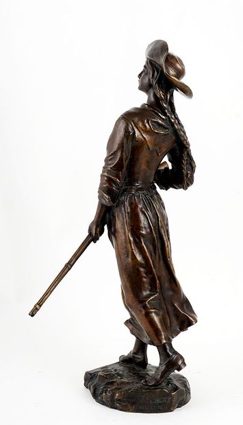 null HÉBERT, Louis-Philippe (1850-1917)

"Mlle de Verchère"

Bronze à patine foncée

Signée,...