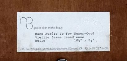 null SUZOR-COTÉ, Marc Aurèle de Foy (1869-1937)

"Vieille femme canadienne"

Huile...