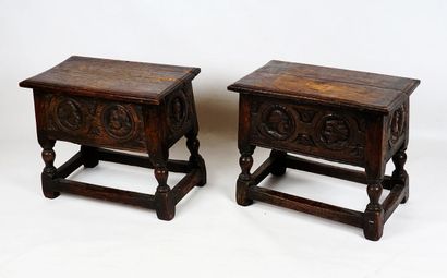 null STOOL





Pair of wood stools decorated with six medallions presenting characters,...