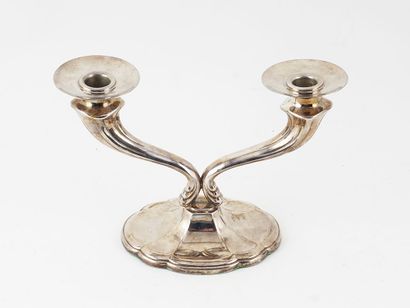 Sterling silver two-armed candlestick from...