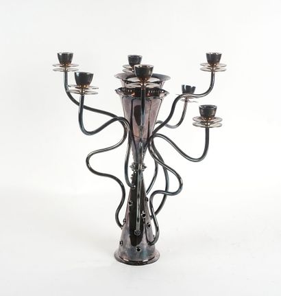 null BOREK SIPEK (1949 - 2016) For DRIADE - modernist style silver-plated metal candlestick...