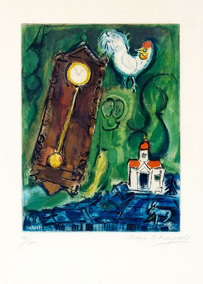  CHAGALL, Marc (1887-1985) 
L'horloge (1956) 
Eau-forte 
Signée en bas à droite:...