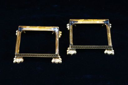 null Lot including two rectangular boxes in cut crystal with diamond points and gilded...