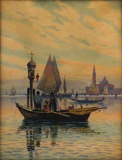KOSZKOL, Jenoe (1868-1935) 
Venise 
Aquarelle...
