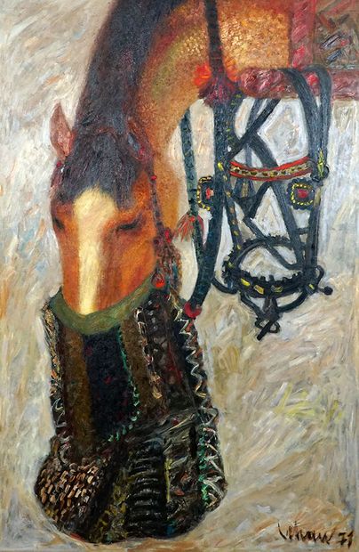  PEKER, Orhan (1926-1978) 
Tête de cheval 
Huile sur toile 
Signée et datée en bas...