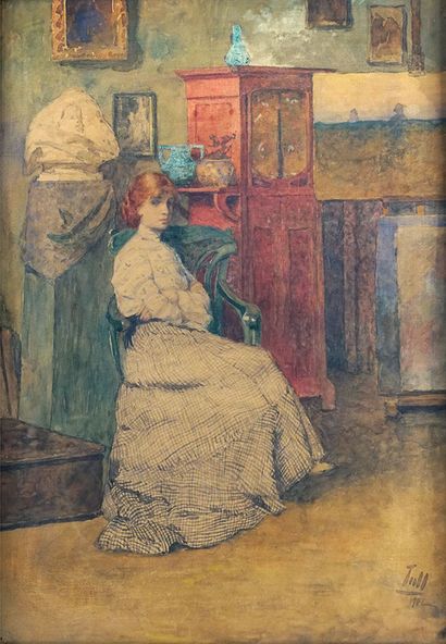 TULL, Ödön (1870-1911)

Jeune femme s'impatientant

Aquarelle

Signée...