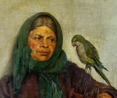  STALZER, Hans (1878-1940) 
Dame à la perruche 
Huile sur toile 
Signée en bas à...