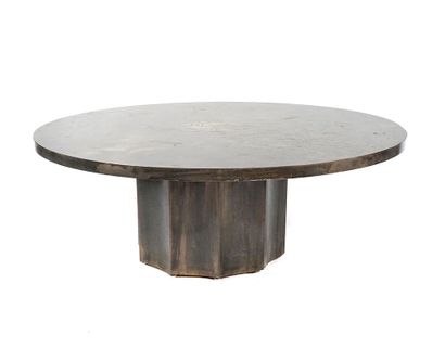 null PHILIP KELVIN LAVERNE: Coffee table with a circular top in metal nielloed and...