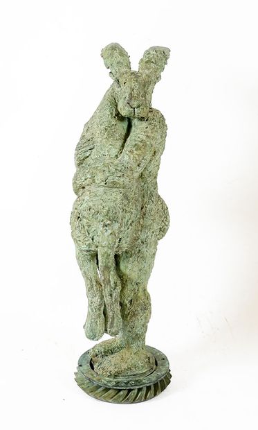 null RYDER, Sophie (1963-)

"Lady hare with dog"

Bronze with green patina

Signed,...