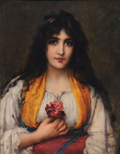 FILDES, Samuel Luke (1843-1927) "A Spanish Belle" Huile sur toile Signée en bas à...
