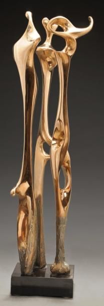 KIEFF, (Grediagia, Antonio dit) (1936-) Trinité Bronze à patine dorée Trinity Bronze...