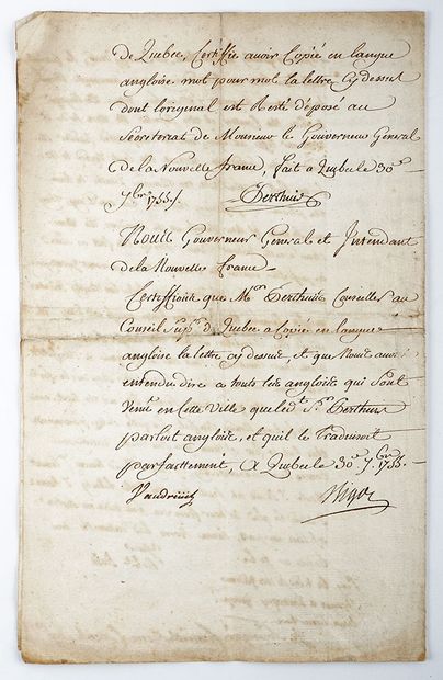 null Guerre de Sept Ans en Amérique : Manuscrit relatif à la défaite de George Washington...