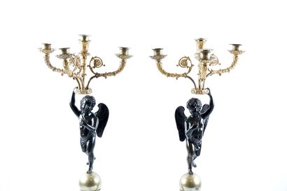 null ANGELOTS / ANGELS

Pair of candlesticks with four lights in gilded bronze and...