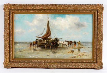 null SCHERREWITZ, Johan Frederik Cornelius (1868-1951)
"Waiting for the Tide"
Huile...