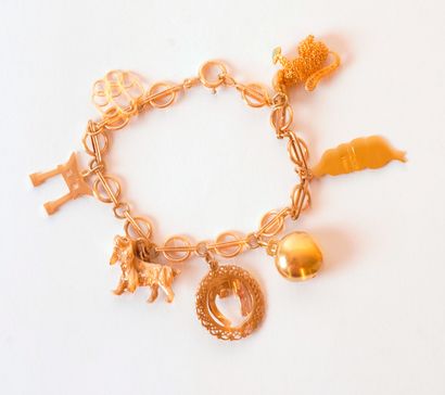 null GOLD 10,14,18K
10K gold bracelet and 7 charms including one (1) in 18K gold,...