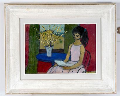 null WINTER, William Arthur (1909-1996)
"By the Window"
Huile sur toile cartonnée
Signée...