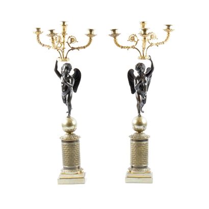 null ANGELOTS / ANGELS

Pair of candlesticks with four lights in gilded bronze and...